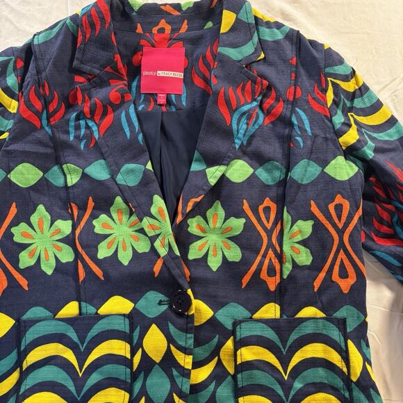 Tracy Reese Silk Floral Blazer Jacket Sz 12 Pocket Anthro Cute - Picture 3 of 6